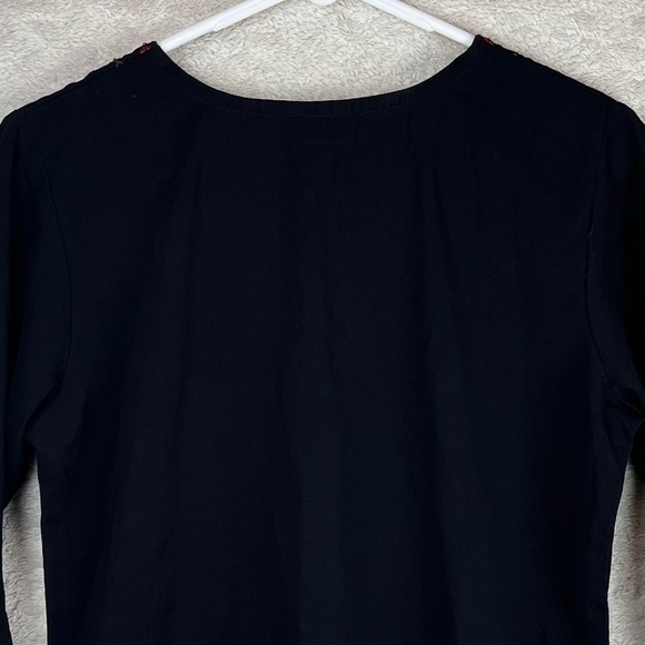 Vintage Boho Embroidered Beaded Sequin Black Tunic Top Large Whimsy Goth - Picture 11 of 15